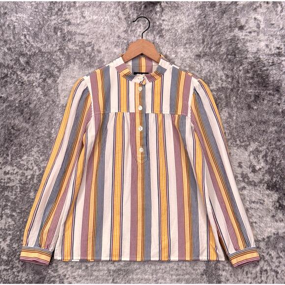 APC Striped Cotton Woven Popover Blouse 34 - Picture 1 of 7